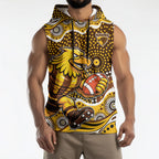 Hawthorn Hawks Sleeveless Hoodie Aboriginal Dot Pattern - Football Mascot Heritage Pride