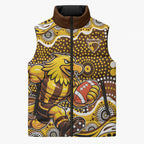 Hawthorn Hawks Sleeveless Puffer Jacket Aboriginal Dot Pattern - Football Mascot Heritage Pride