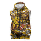 Hawthorn Hawks Sleeveless Zip Hoodie Aboriginal Dot Pattern - Football Mascot Heritage Pride