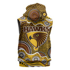 Hawthorn Hawks Sleeveless Zip Hoodie Aboriginal Dot Pattern - Football Mascot Heritage Pride
