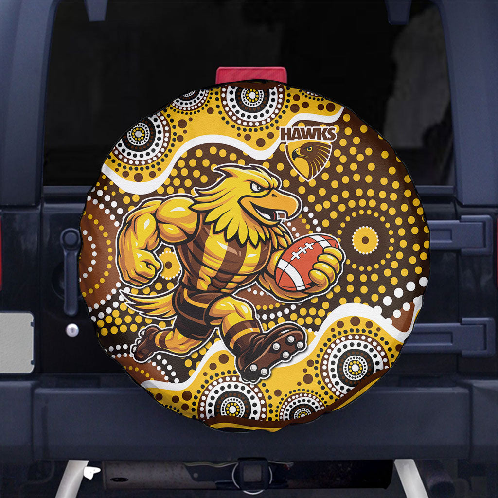 Hawthorn Hawks Spare Tire Cover Aboriginal Dot Pattern - Football Mascot Heritage Pride