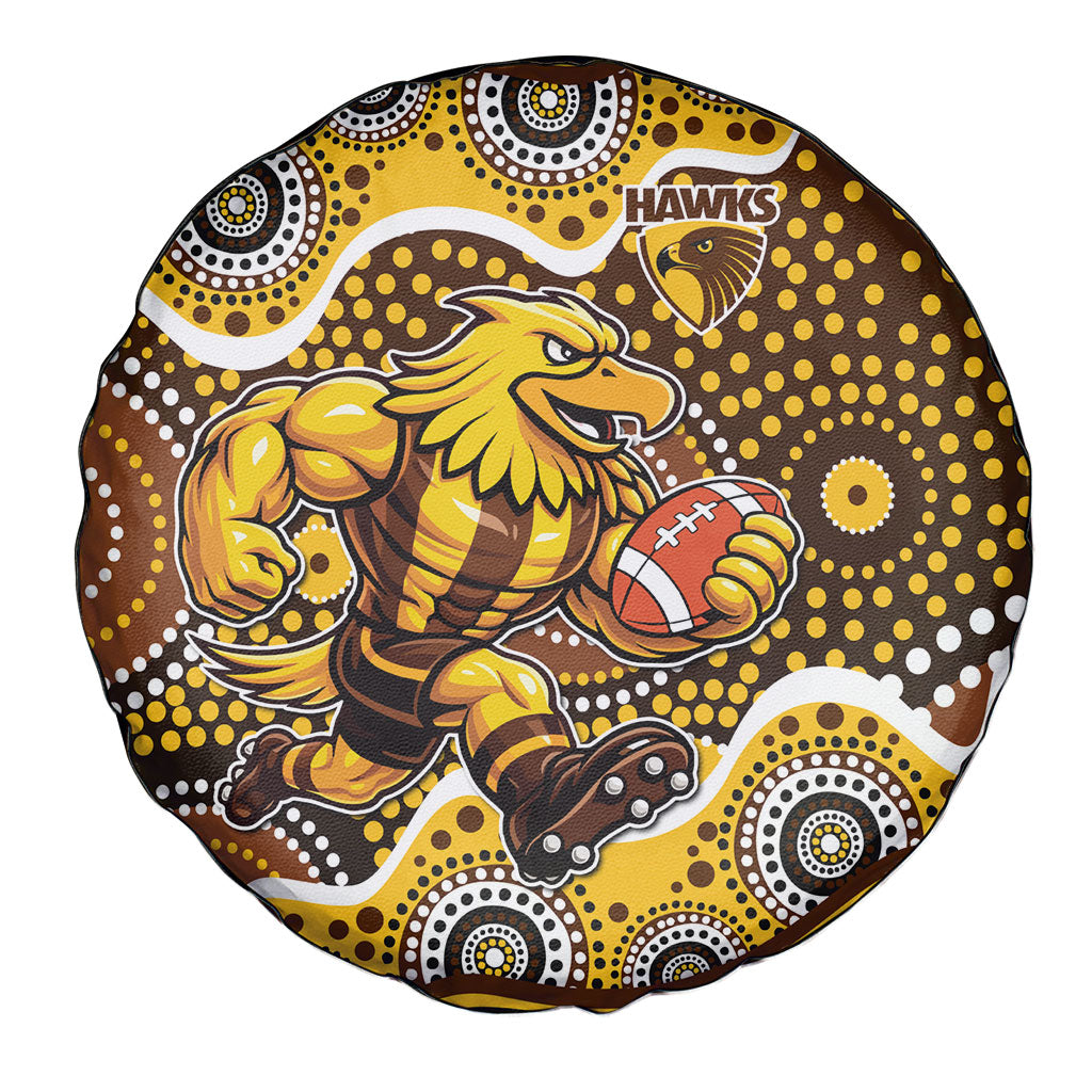 Hawthorn Hawks Spare Tire Cover Aboriginal Dot Pattern - Football Mascot Heritage Pride
