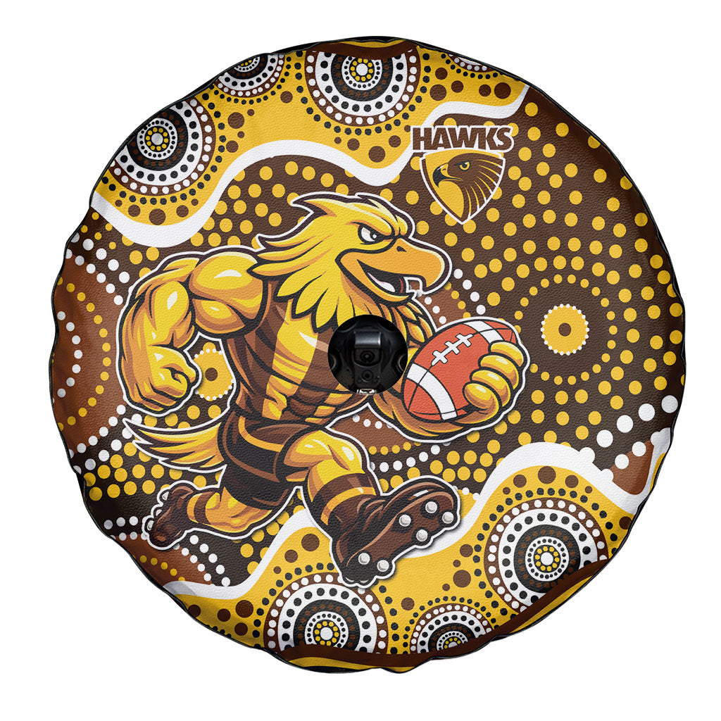 Hawthorn Hawks Spare Tire Cover Aboriginal Dot Pattern - Football Mascot Heritage Pride