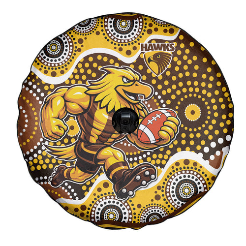 Hawthorn Hawks Spare Tire Cover Aboriginal Dot Pattern - Football Mascot Heritage Pride