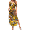 Hawthorn Hawks Summer Maxi Dress Aboriginal Dot Pattern - Football Mascot Heritage Pride