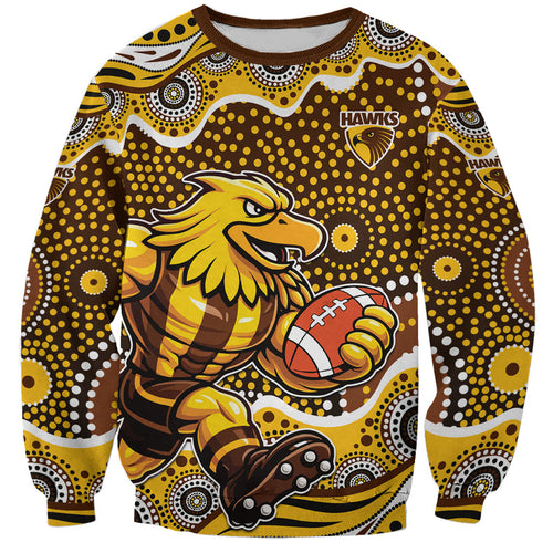 Hawthorn Hawks Sweatshirt Aboriginal Dot Pattern - Football Mascot Heritage Pride