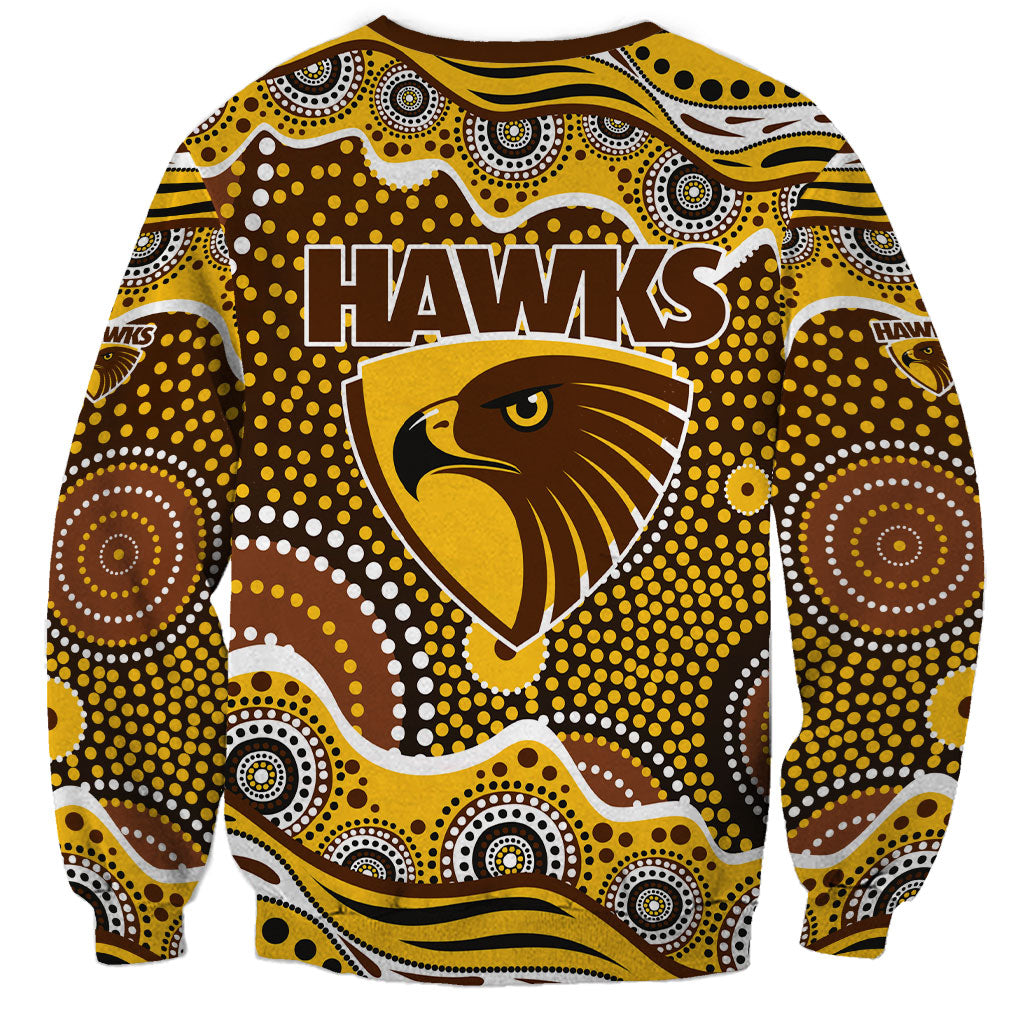 Hawthorn Hawks Sweatshirt Aboriginal Dot Pattern - Football Mascot Heritage Pride