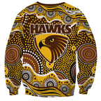 Hawthorn Hawks Sweatshirt Aboriginal Dot Pattern - Football Mascot Heritage Pride