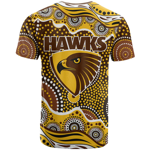Hawthorn Hawks T Shirt Aboriginal Dot Pattern - Football Mascot Heritage Pride