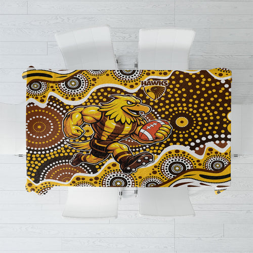 Hawthorn Hawks Tablecloth Aboriginal Dot Pattern - Football Mascot Heritage Pride