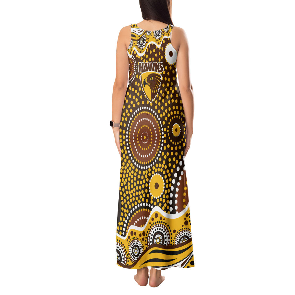 Hawthorn Hawks Tank Maxi Dress Aboriginal Dot Pattern - Football Mascot Heritage Pride
