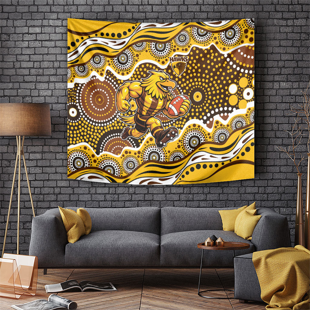 Hawthorn Hawks Tapestry Aboriginal Dot Pattern - Football Mascot Heritage Pride