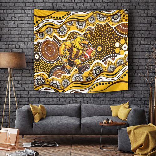 Hawthorn Hawks Tapestry Aboriginal Dot Pattern - Football Mascot Heritage Pride