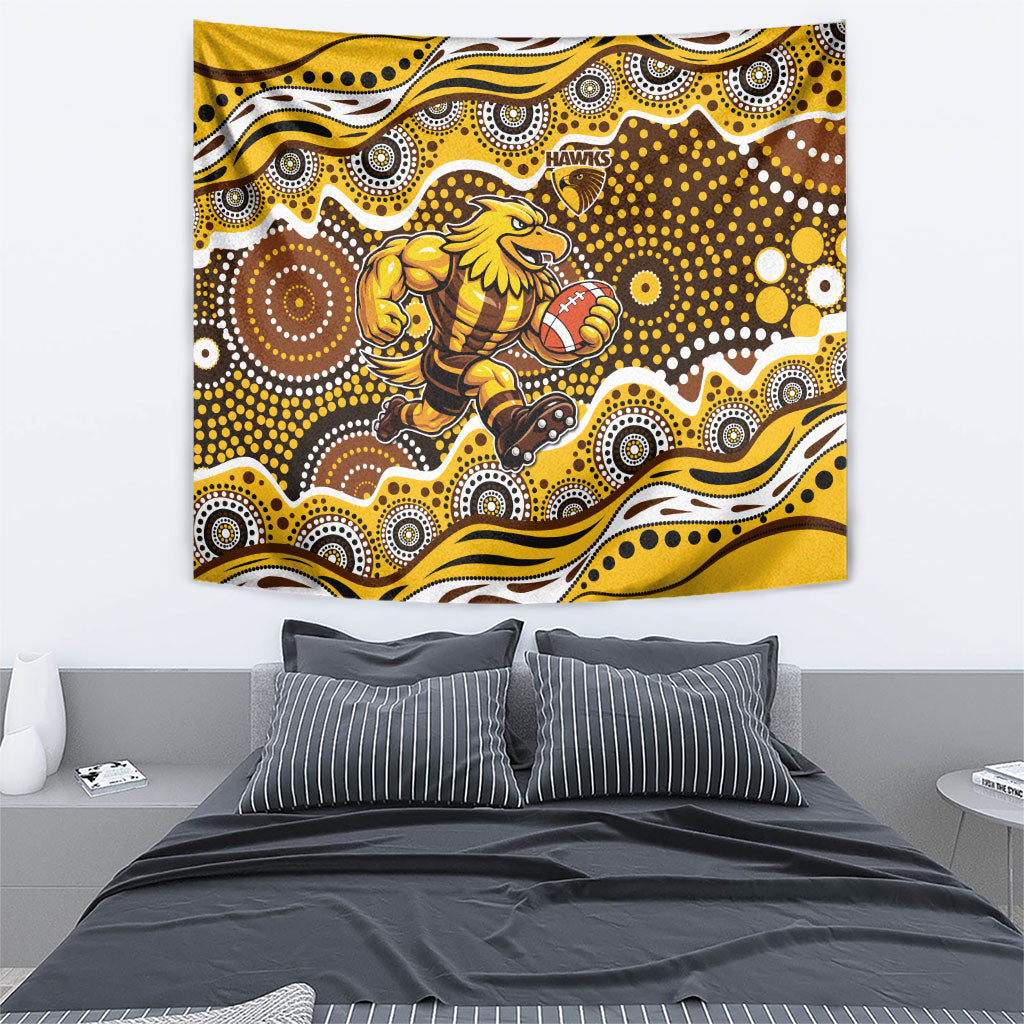 Hawthorn Hawks Tapestry Aboriginal Dot Pattern - Football Mascot Heritage Pride