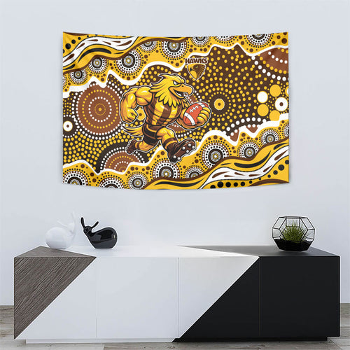 Hawthorn Hawks Tapestry Aboriginal Dot Pattern - Football Mascot Heritage Pride