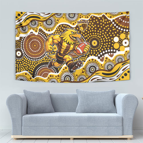 Hawthorn Hawks Tapestry Aboriginal Dot Pattern - Football Mascot Heritage Pride