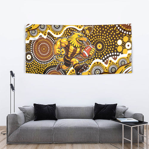Hawthorn Hawks Tapestry Aboriginal Dot Pattern - Football Mascot Heritage Pride
