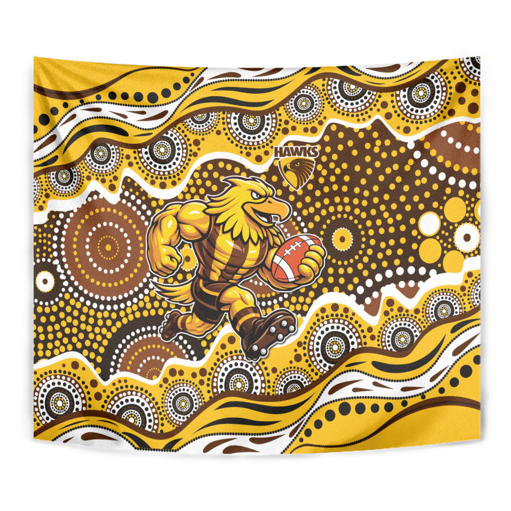 Hawthorn Hawks Tapestry Aboriginal Dot Pattern - Football Mascot Heritage Pride