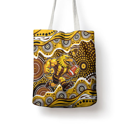 Hawthorn Hawks Tote Bag Aboriginal Dot Pattern - Football Mascot Heritage Pride