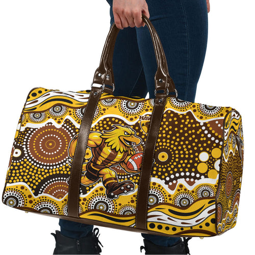 Hawthorn Hawks Travel Bag Aboriginal Dot Pattern - Football Mascot Heritage Pride