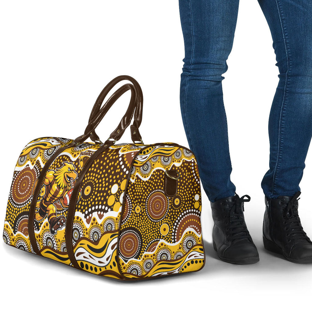 Hawthorn Hawks Travel Bag Aboriginal Dot Pattern - Football Mascot Heritage Pride