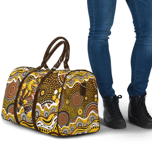 Hawthorn Hawks Travel Bag Aboriginal Dot Pattern - Football Mascot Heritage Pride