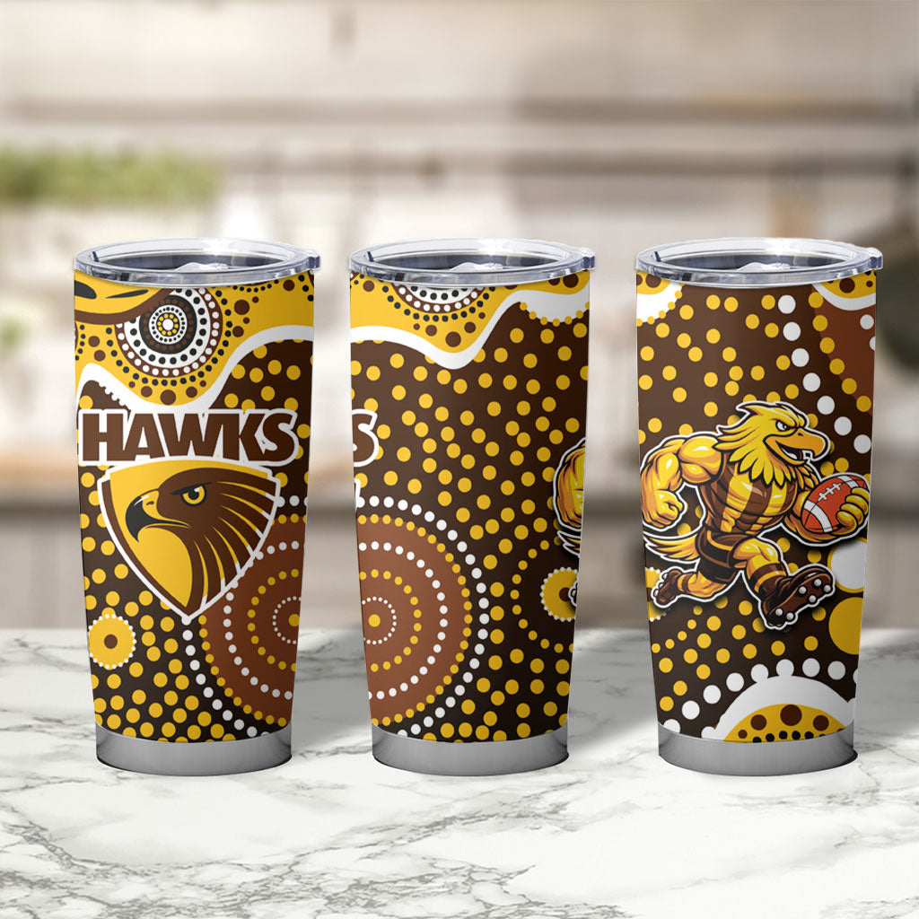 Hawthorn Hawks Tumbler Cup Aboriginal Dot Pattern - Football Mascot Heritage Pride