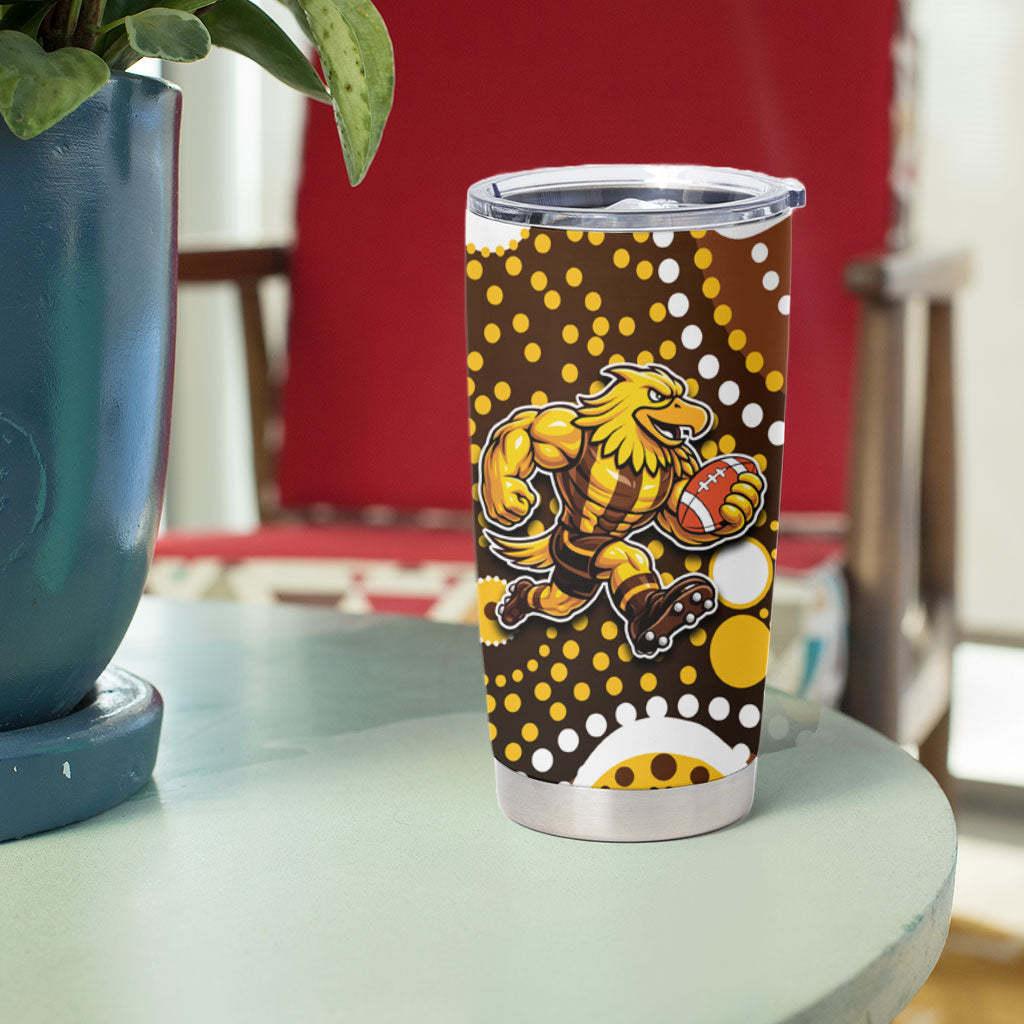 Hawthorn Hawks Tumbler Cup Aboriginal Dot Pattern - Football Mascot Heritage Pride