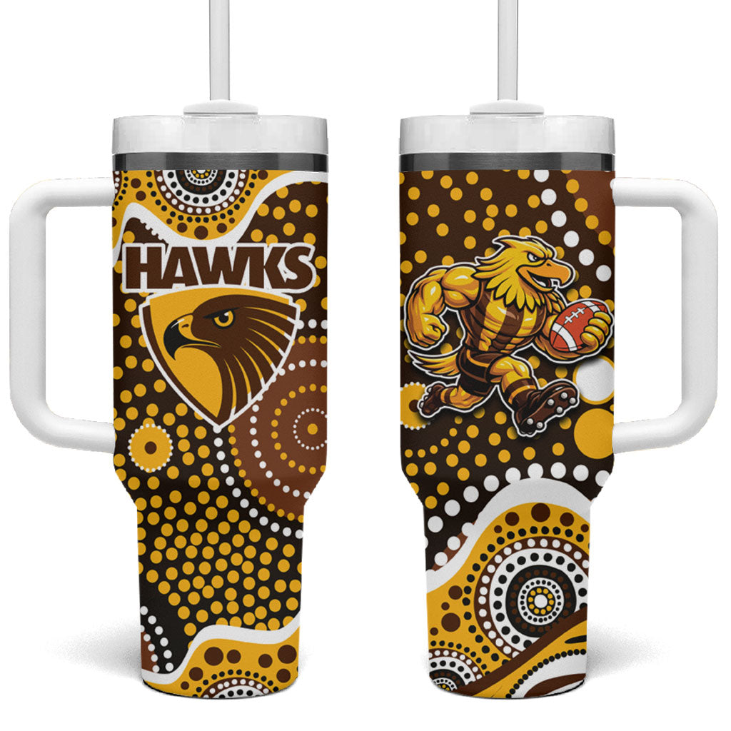Hawthorn Hawks Tumbler With Handle Aboriginal Dot Pattern - Football Mascot Heritage Pride