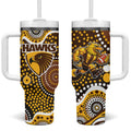 Hawthorn Hawks Tumbler With Handle Aboriginal Dot Pattern - Football Mascot Heritage Pride