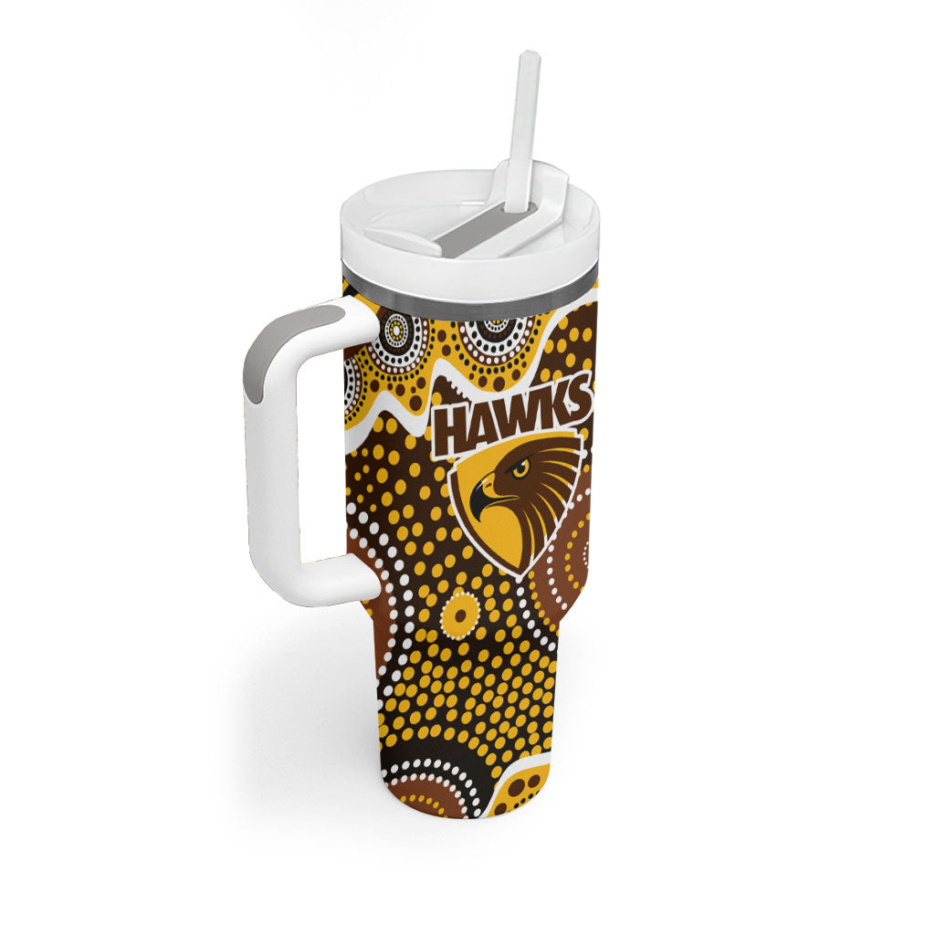 Hawthorn Hawks Tumbler With Handle Aboriginal Dot Pattern - Football Mascot Heritage Pride