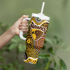 Hawthorn Hawks Tumbler With Handle Aboriginal Dot Pattern - Football Mascot Heritage Pride