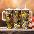 Hawthorn Hawks Tumbler With Handle Aboriginal Dot Pattern - Football Mascot Heritage Pride
