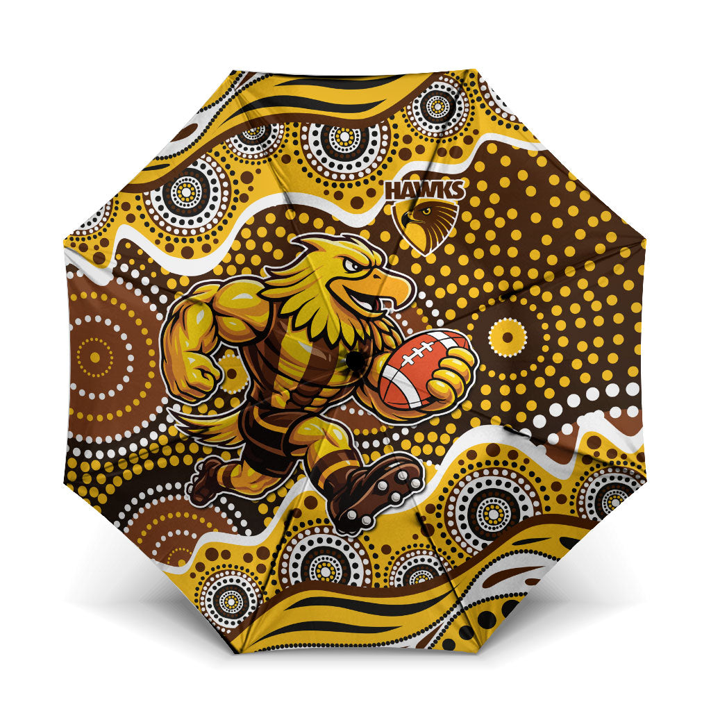 Hawthorn Hawks Umbrella Aboriginal Dot Pattern - Football Mascot Heritage Pride