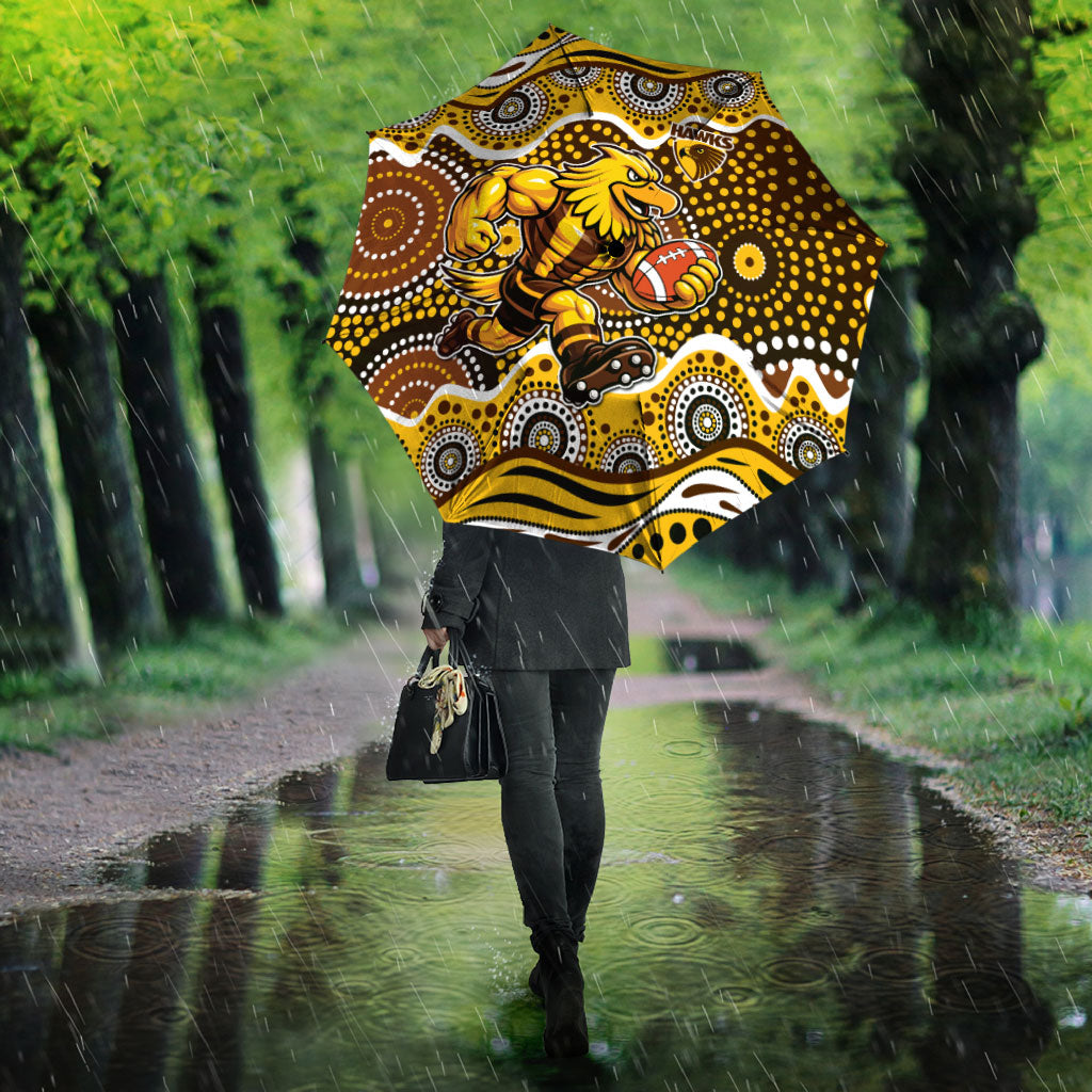 Hawthorn Hawks Umbrella Aboriginal Dot Pattern - Football Mascot Heritage Pride