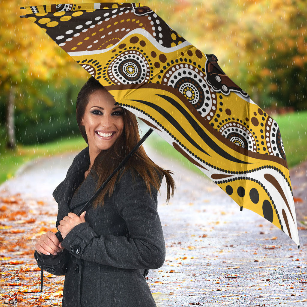 Hawthorn Hawks Umbrella Aboriginal Dot Pattern - Football Mascot Heritage Pride