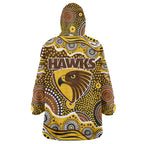 Hawthorn Hawks Wearable Blanket Hoodie Aboriginal Dot Pattern - Football Mascot Heritage Pride