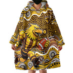 Hawthorn Hawks Wearable Blanket Hoodie Aboriginal Dot Pattern - Football Mascot Heritage Pride