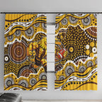 Hawthorn Hawks Window Curtain Aboriginal Dot Pattern - Football Mascot Heritage Pride