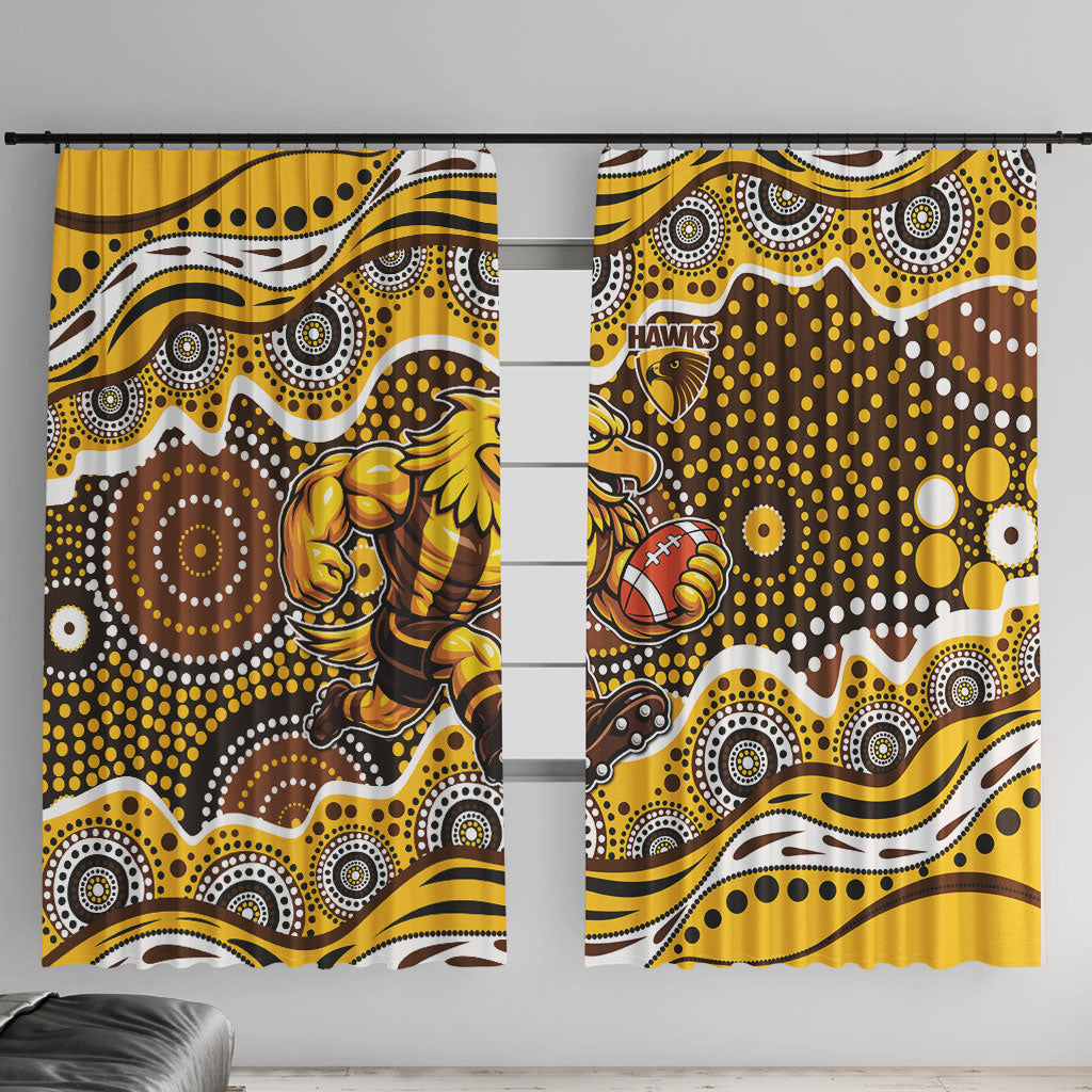 Hawthorn Hawks Window Curtain Aboriginal Dot Pattern - Football Mascot Heritage Pride