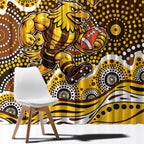Hawthorn Hawks Window Curtain Aboriginal Dot Pattern - Football Mascot Heritage Pride