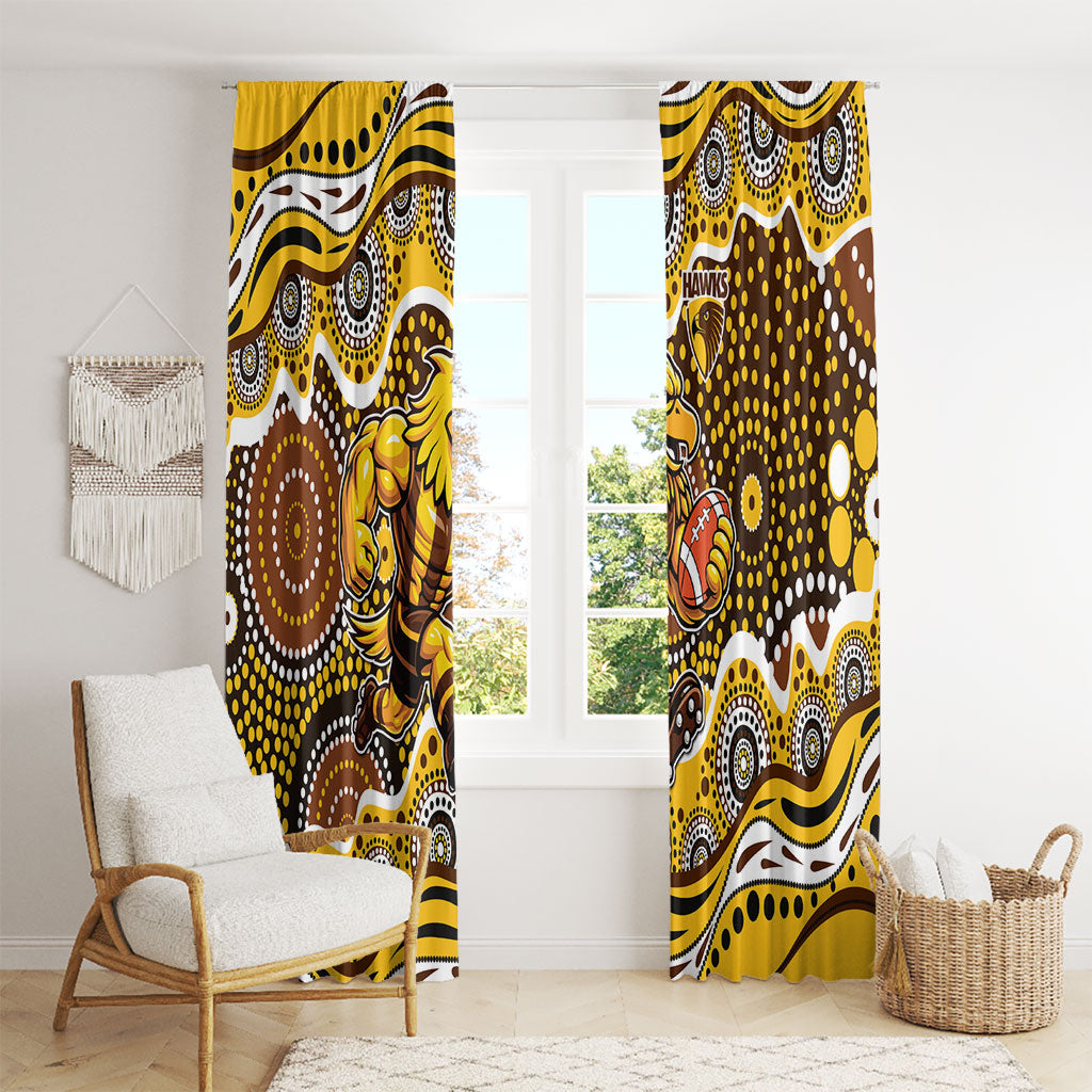 Hawthorn Hawks Window Curtain Aboriginal Dot Pattern - Football Mascot Heritage Pride