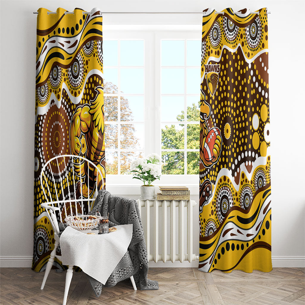 Hawthorn Hawks Window Curtain Aboriginal Dot Pattern - Football Mascot Heritage Pride