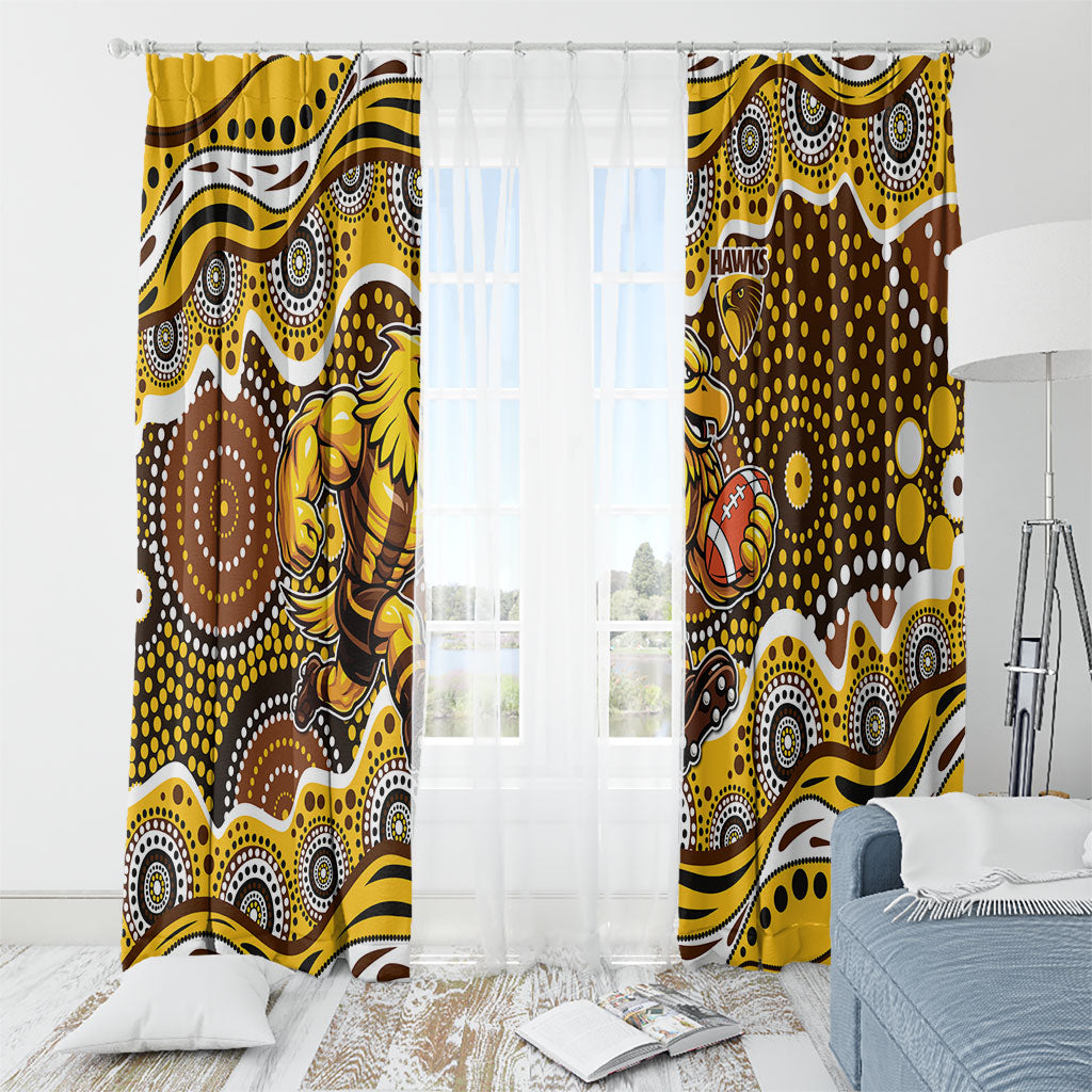 Hawthorn Hawks Window Curtain Aboriginal Dot Pattern - Football Mascot Heritage Pride