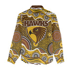 Hawthorn Hawks Women Casual Shirt Aboriginal Dot Pattern - Football Mascot Heritage Pride
