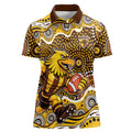 Hawthorn Hawks Women Polo Shirt Aboriginal Dot Pattern - Football Mascot Heritage Pride