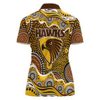 Hawthorn Hawks Women Polo Shirt Aboriginal Dot Pattern - Football Mascot Heritage Pride
