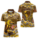 Hawthorn Hawks Women Polo Shirt Aboriginal Dot Pattern - Football Mascot Heritage Pride