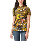 Hawthorn Hawks Women Polo Shirt Aboriginal Dot Pattern - Football Mascot Heritage Pride