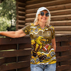 Hawthorn Hawks Women Polo Shirt Aboriginal Dot Pattern - Football Mascot Heritage Pride